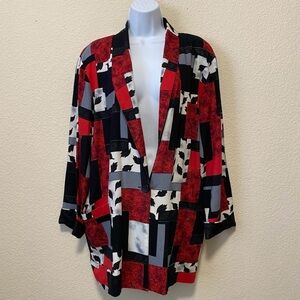 Boxy 80’s Red Black Gray Blazer Large - Kensington Vintage Lightweight